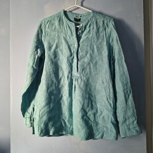 J Crew x Baird McNutt Irish Linen Sea Foam Blue Top 6